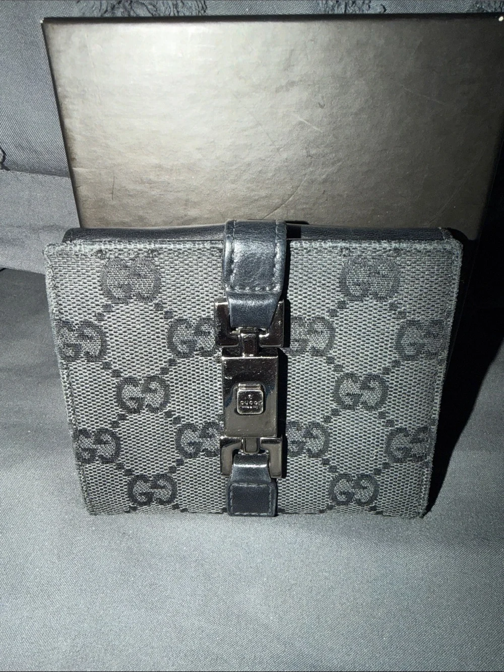 Gucci Black GG Monogram Leather Bifold Wallet with Silver Hardware - Picture 2 of 13